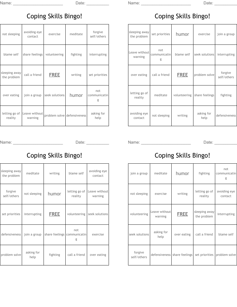 Coping Skills Bingo!