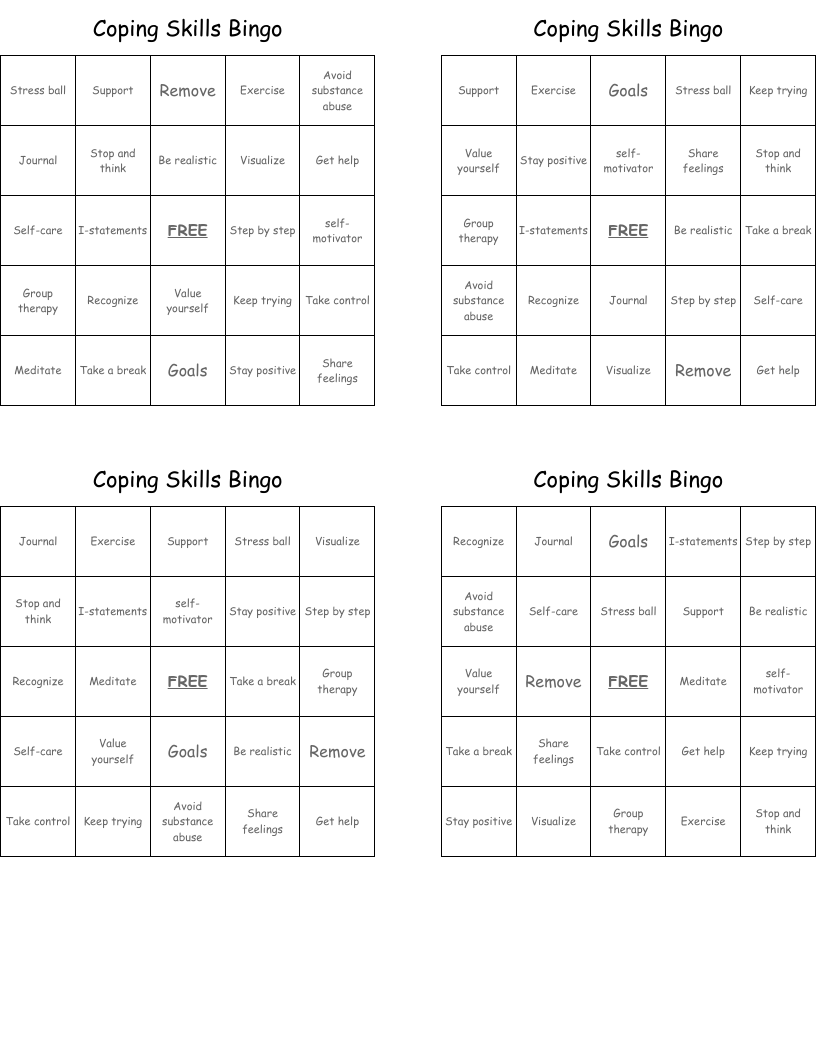 Coping Skills Bingo