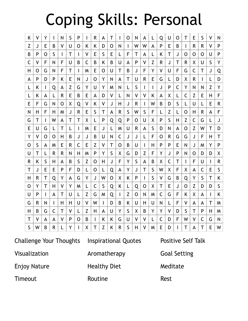 Coping Skills: Personal Word Search