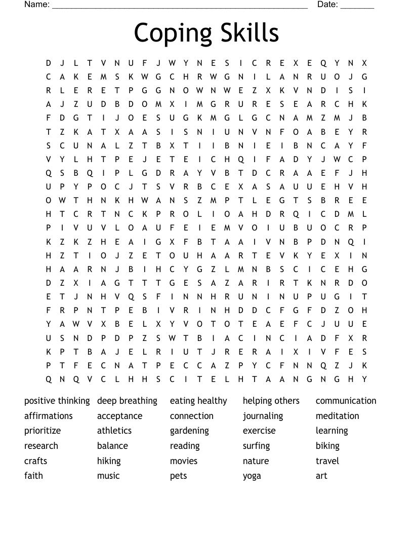 Coping Skills  Word Search