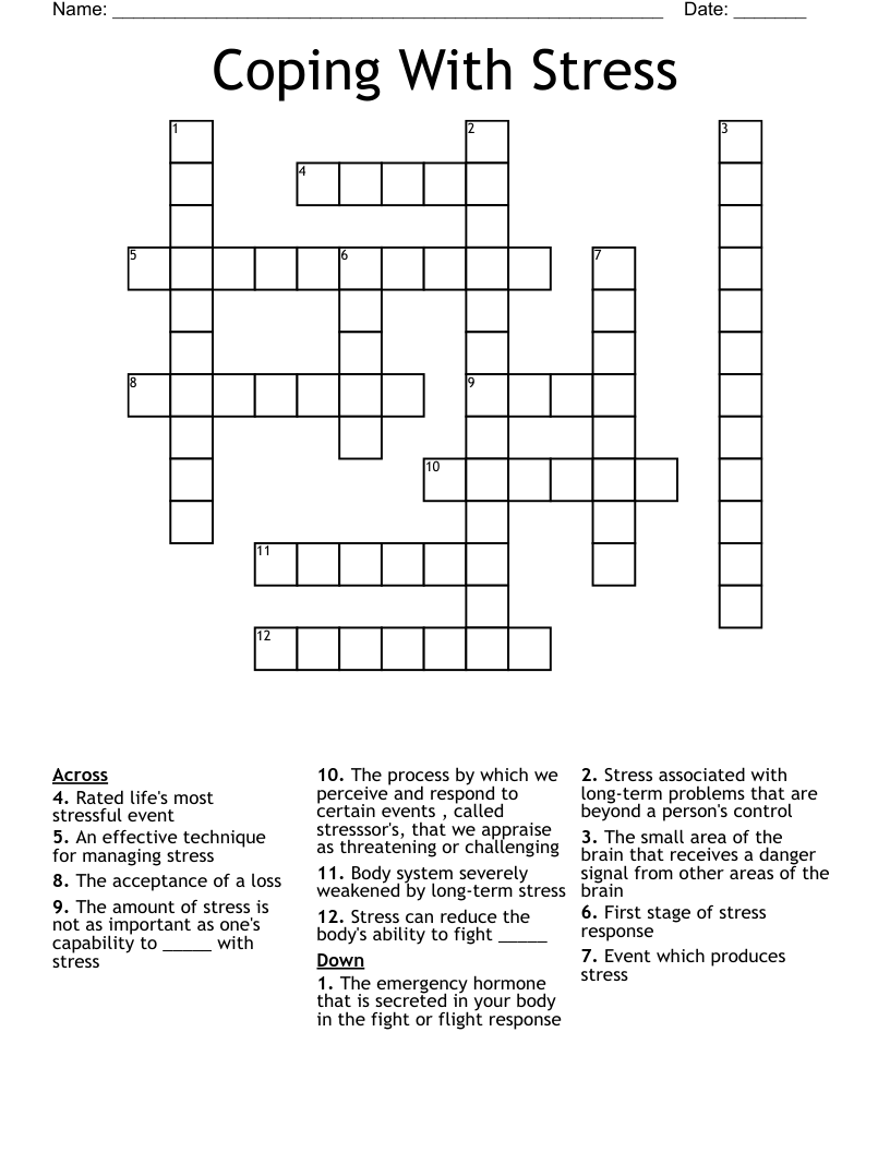 Coping With Stress Crossword
