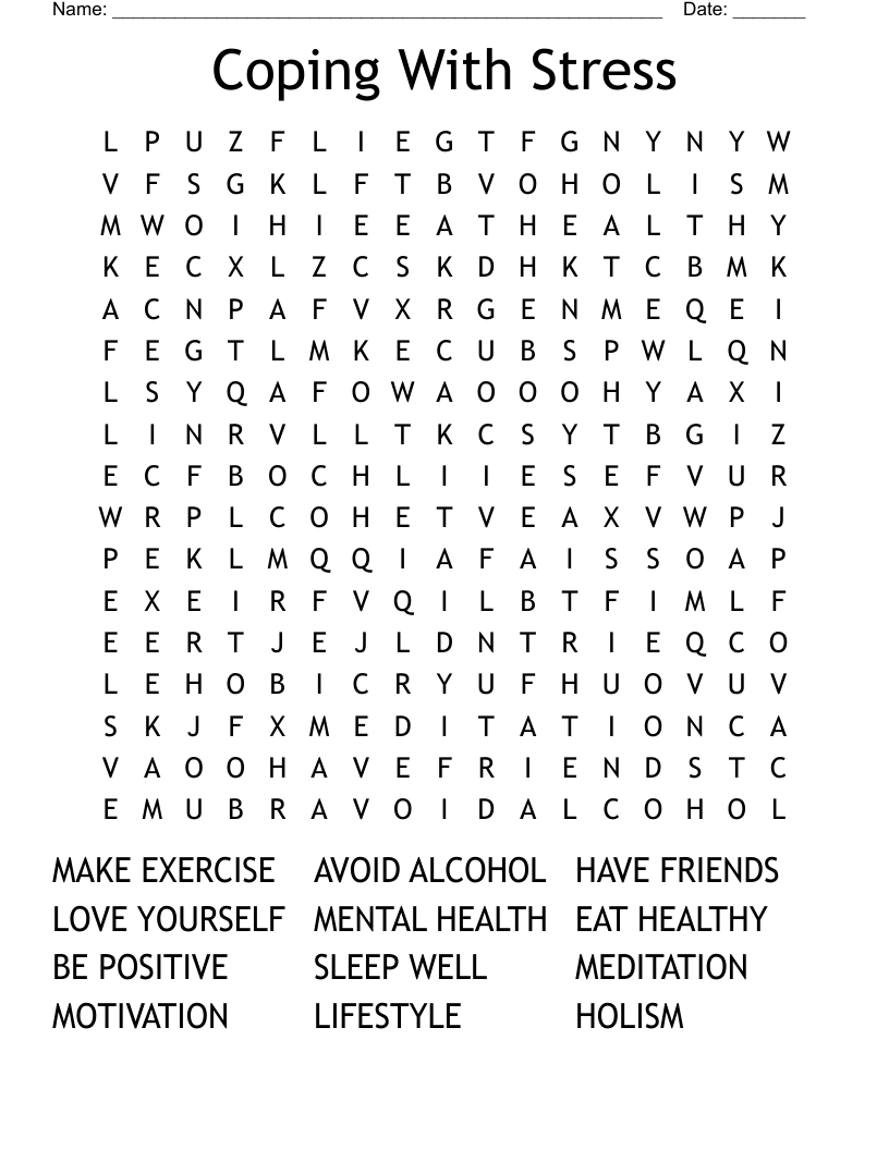Coping With Stress Word Search