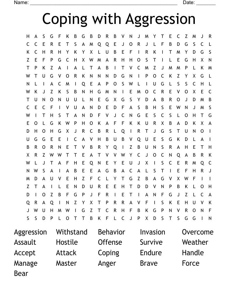 Coping with Aggression Word Search