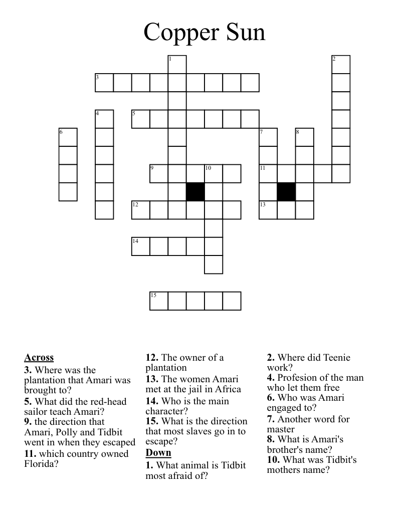 Copper Sun Crossword