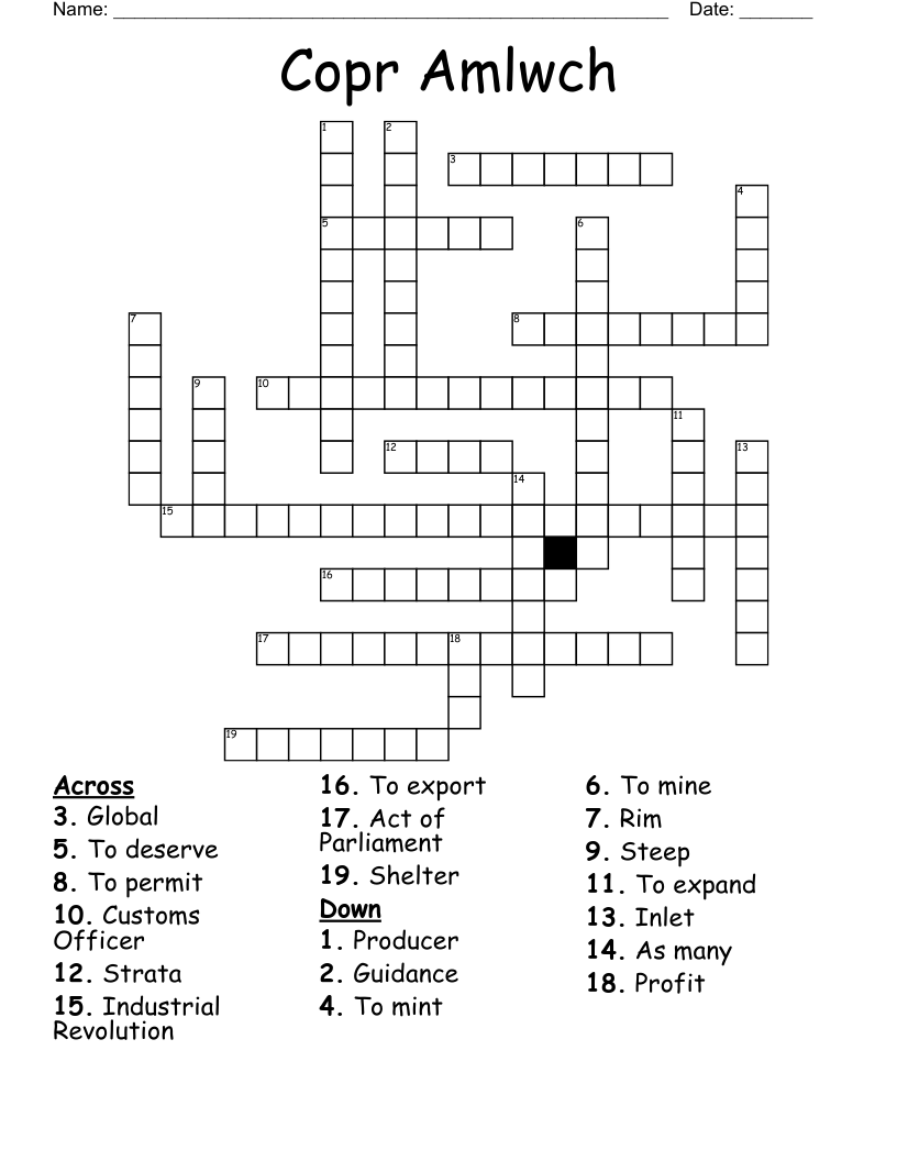 Copr Amlwch  Crossword