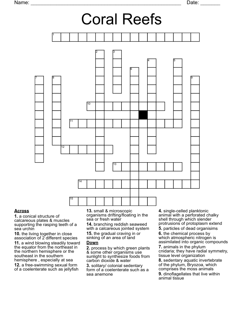 Coral Reefs Crossword