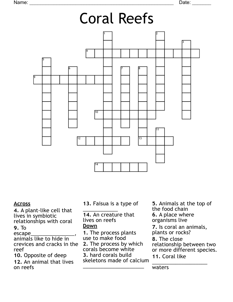 Coral Reefs Crossword