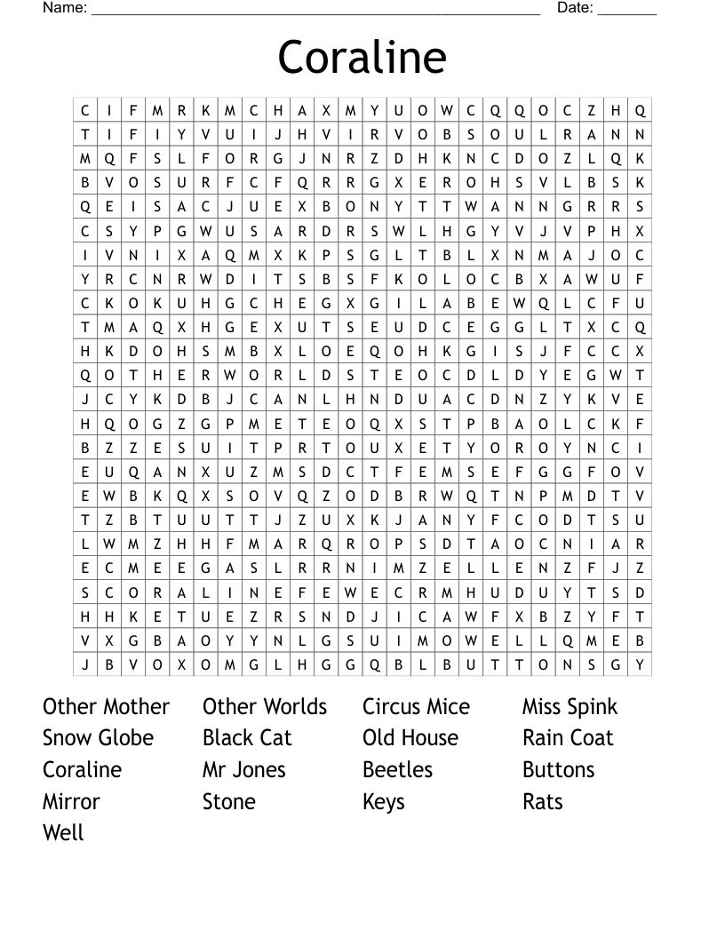 Coraline Word Search