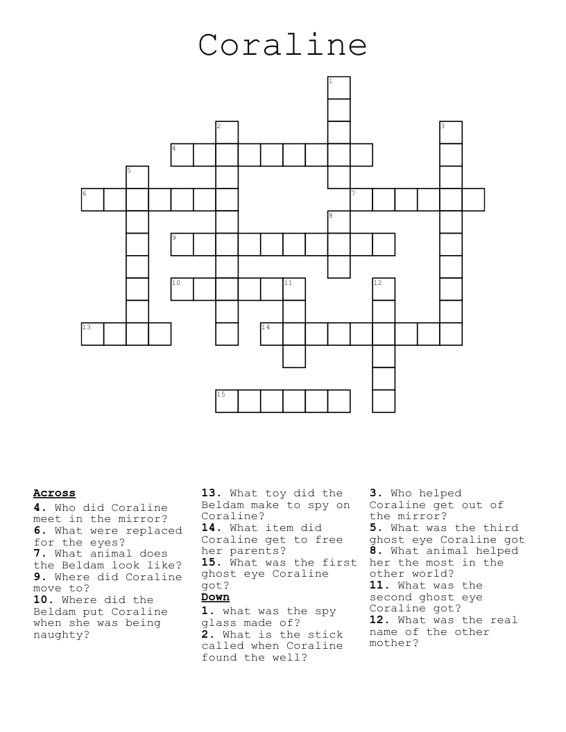 Coraline Crossword