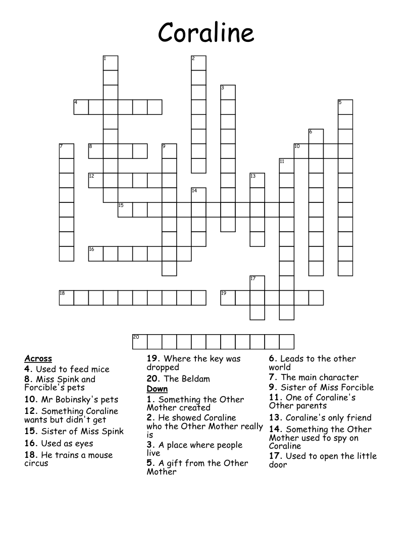 Coraline Crossword
