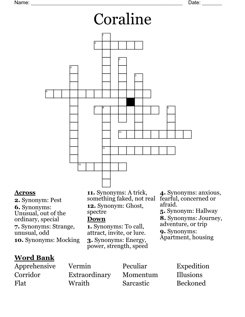 Coraline Crossword