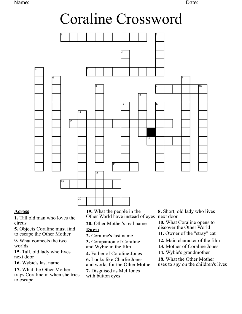 Coraline Crossword
