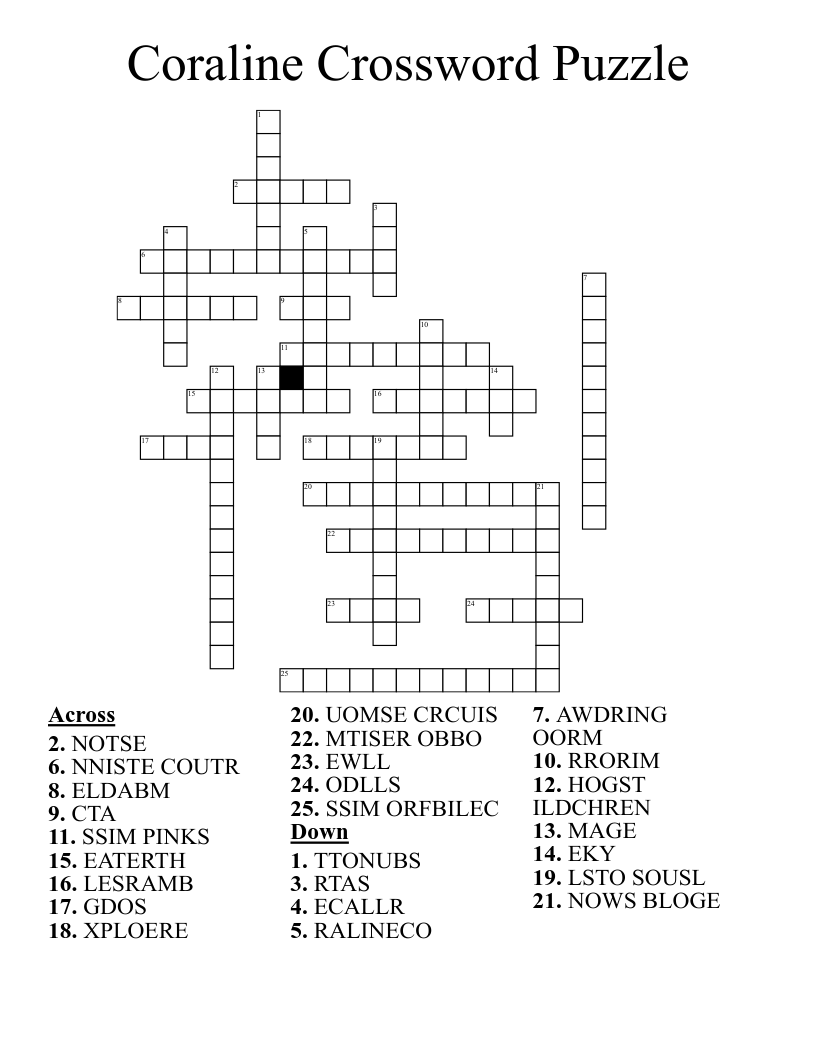 Coraline Crossword Puzzle
