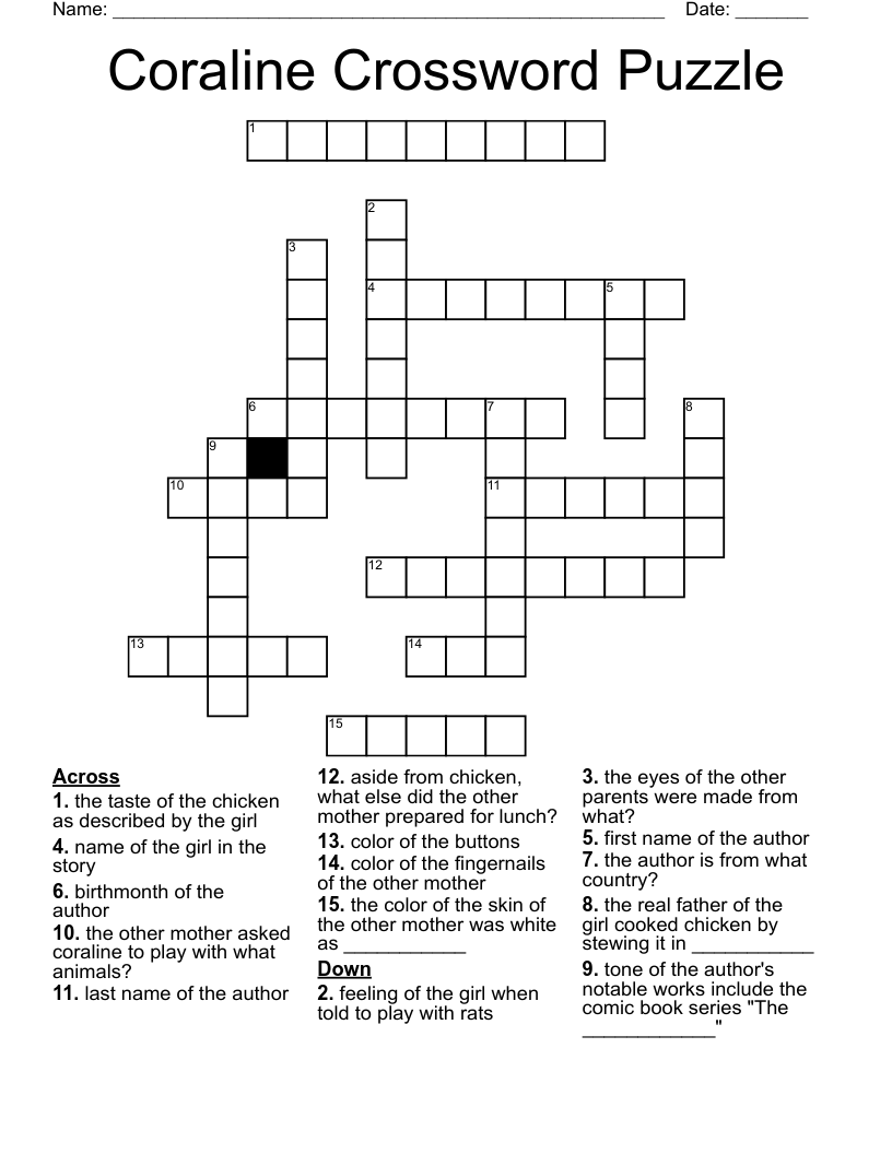 Coraline Crossword Puzzle