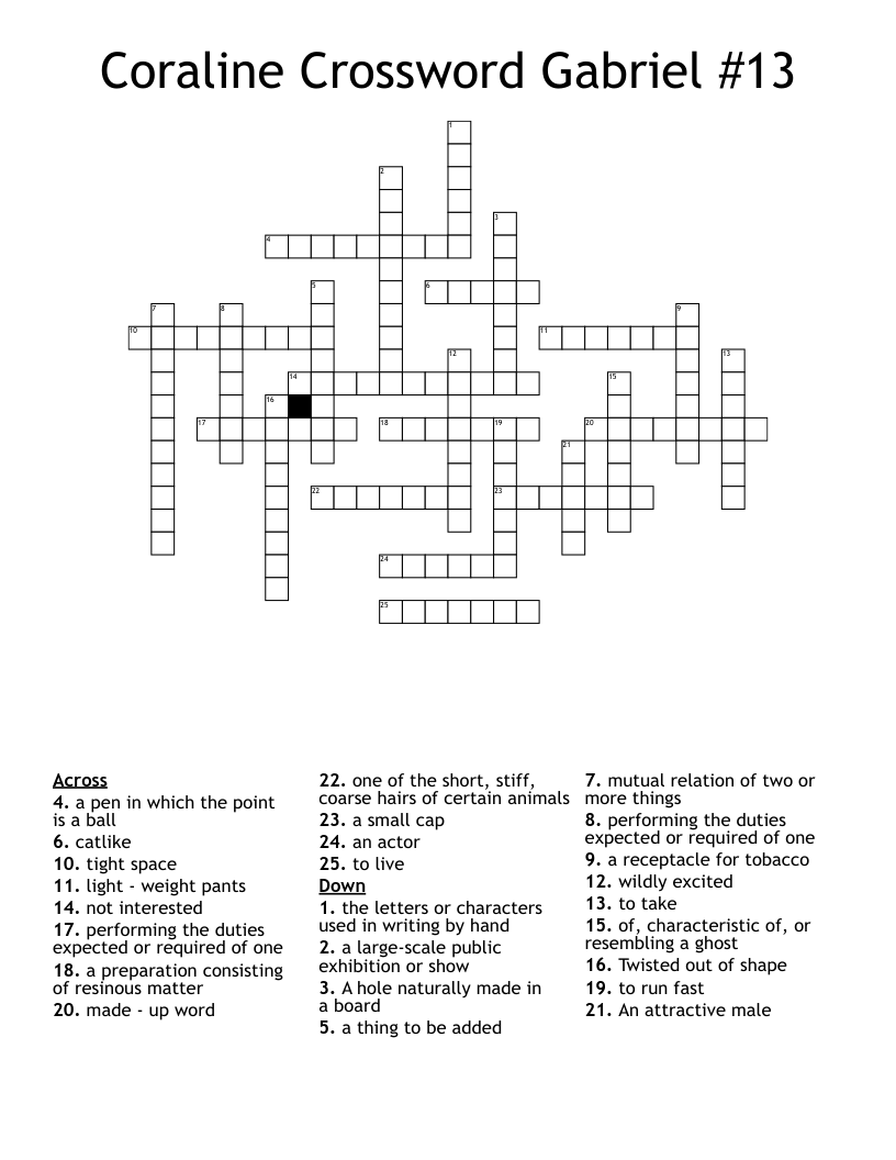 Coraline Crossword  Gabriel #13