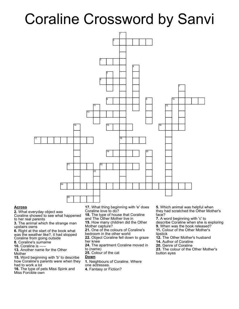 Coraline Crossword by Sanvi