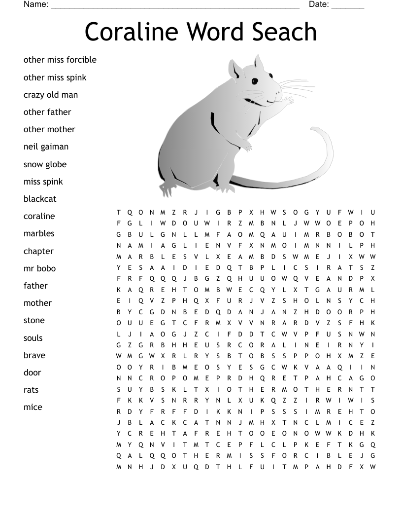 Coraline Word Seach  Word Search