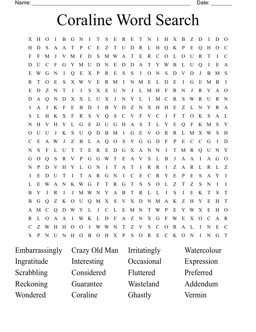 Coraline Word Search