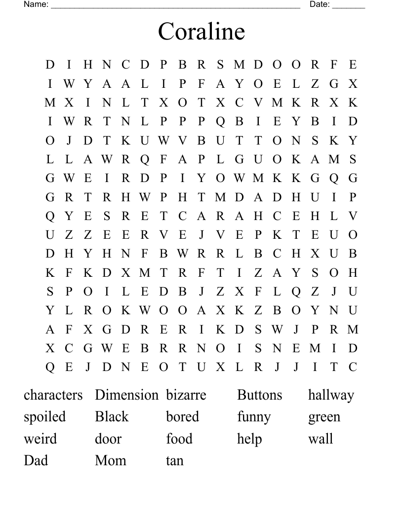 Coraline  Word Search