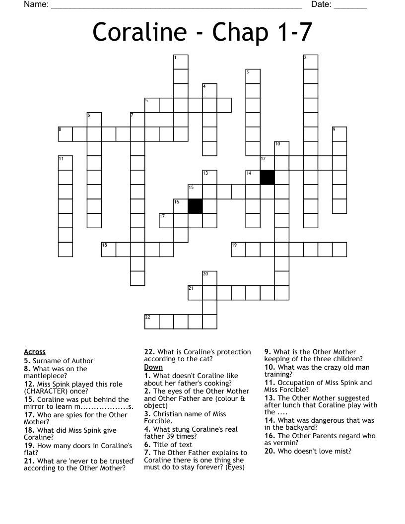 Coraline - Chap 1-7 Crossword