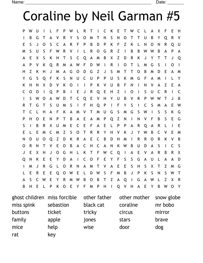 Coraline by Neil Garman #5 Word Search