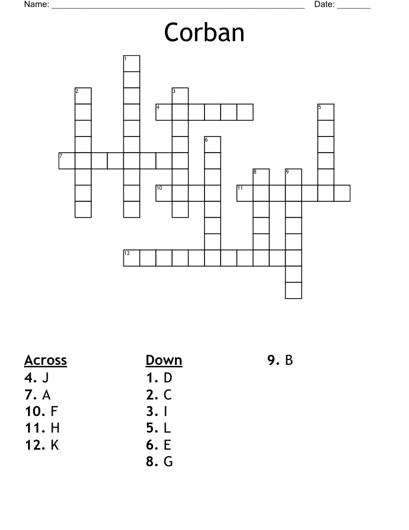 Corban Crossword