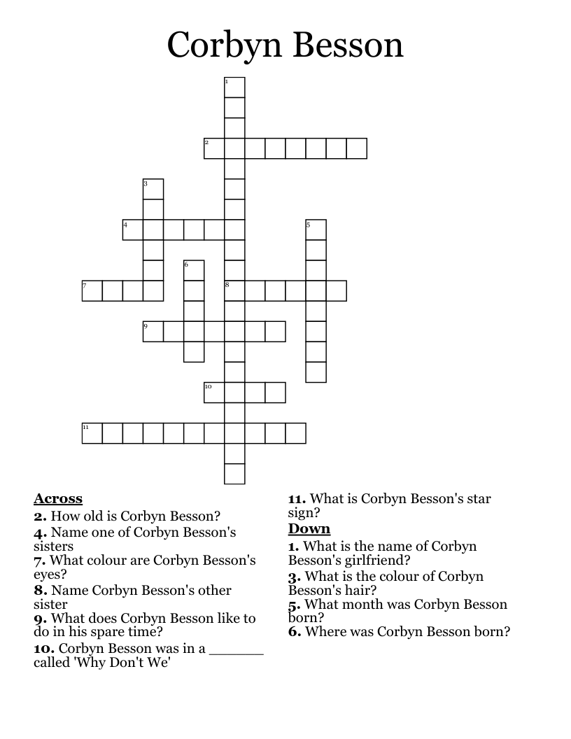 Corbyn Besson Crossword