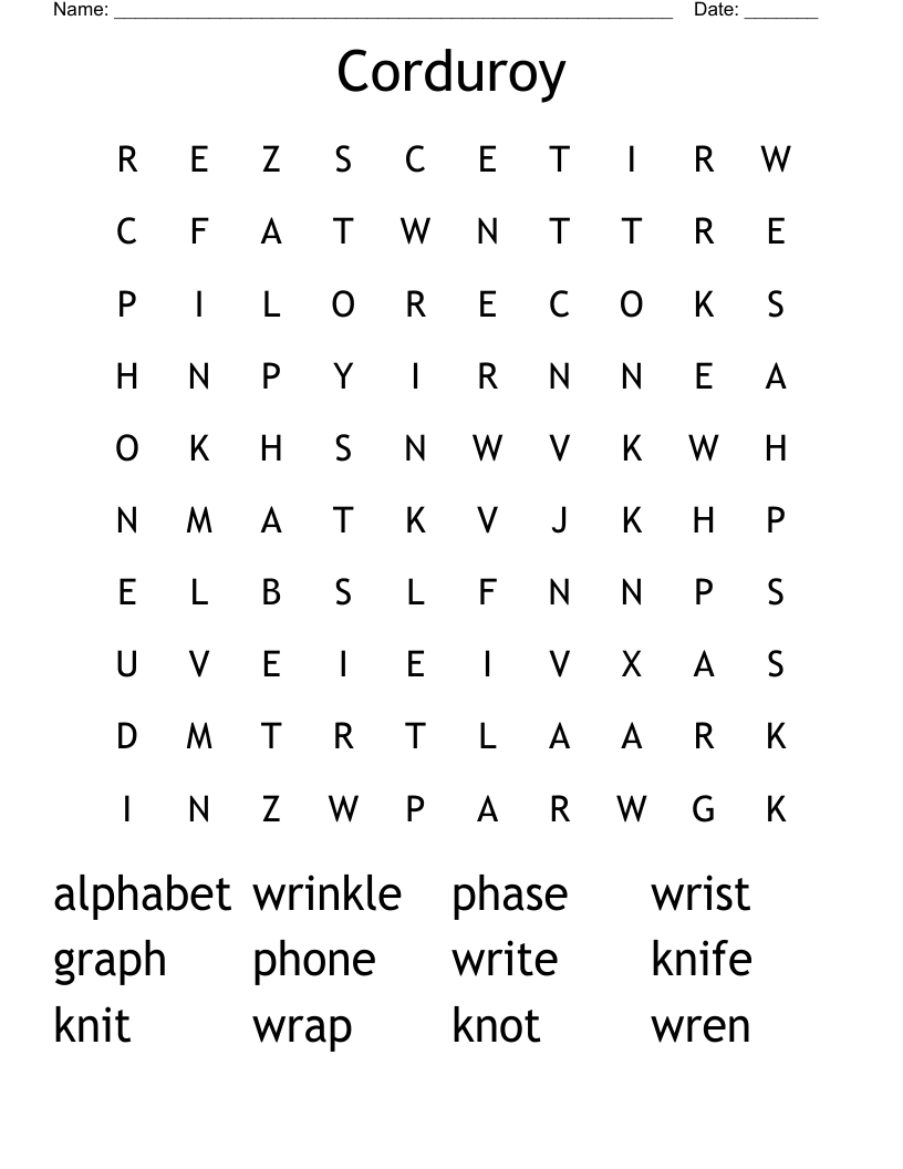 Corduroy Word Search