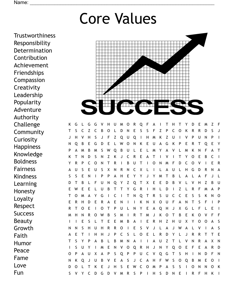 Core Values Word Search