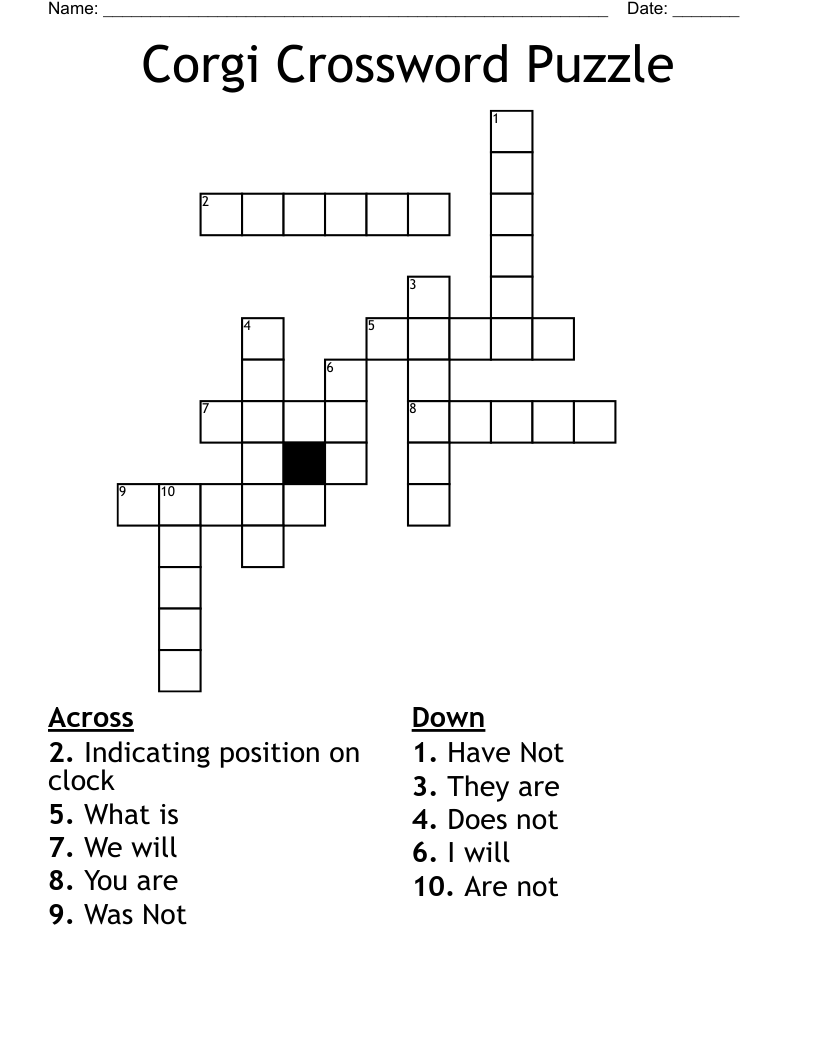 Corgi Crossword Puzzle