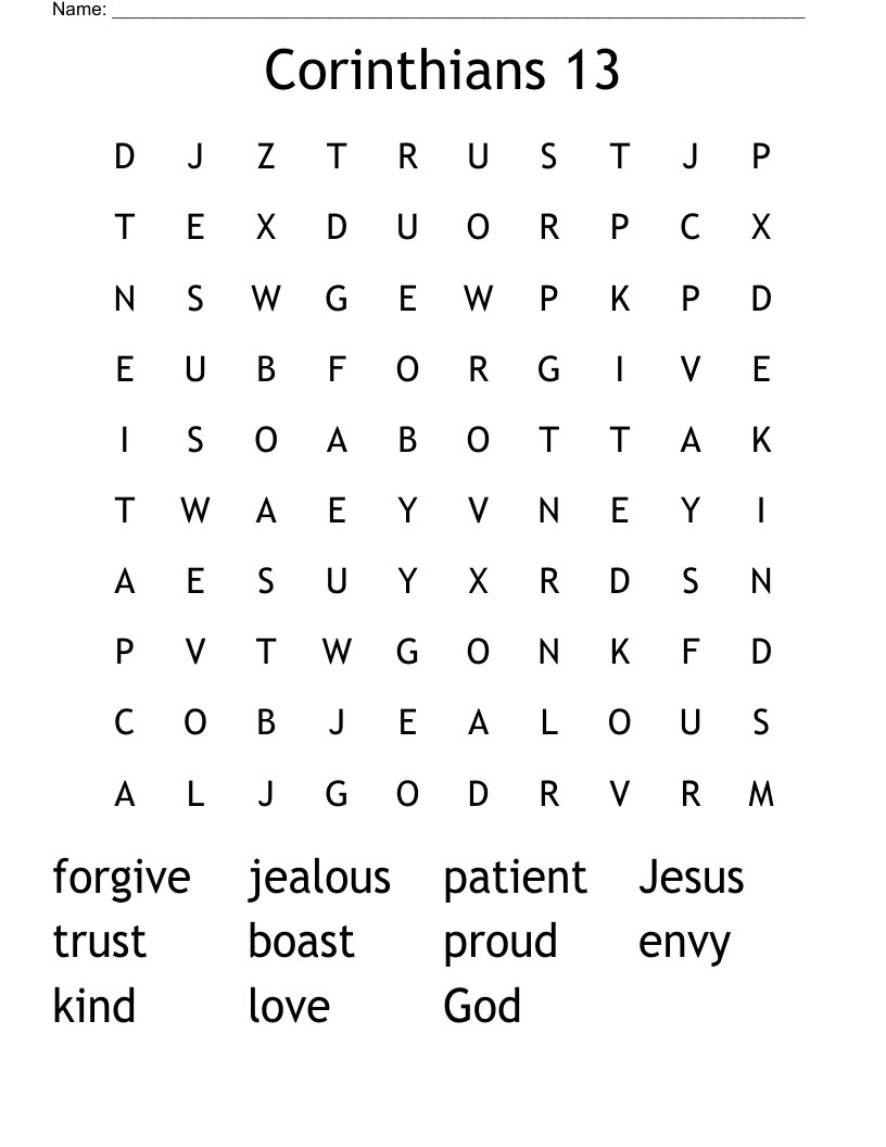 Corinthians 13 Word Search