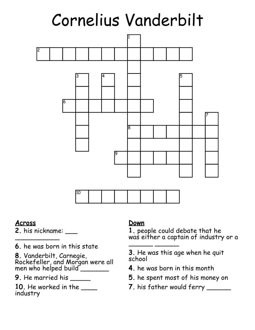 Cornelius Vanderbilt Crossword