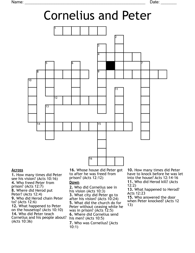 Cornelius and Peter Crossword
