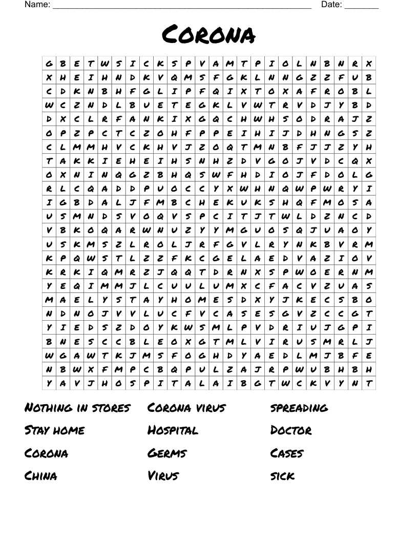 Corona Word Search