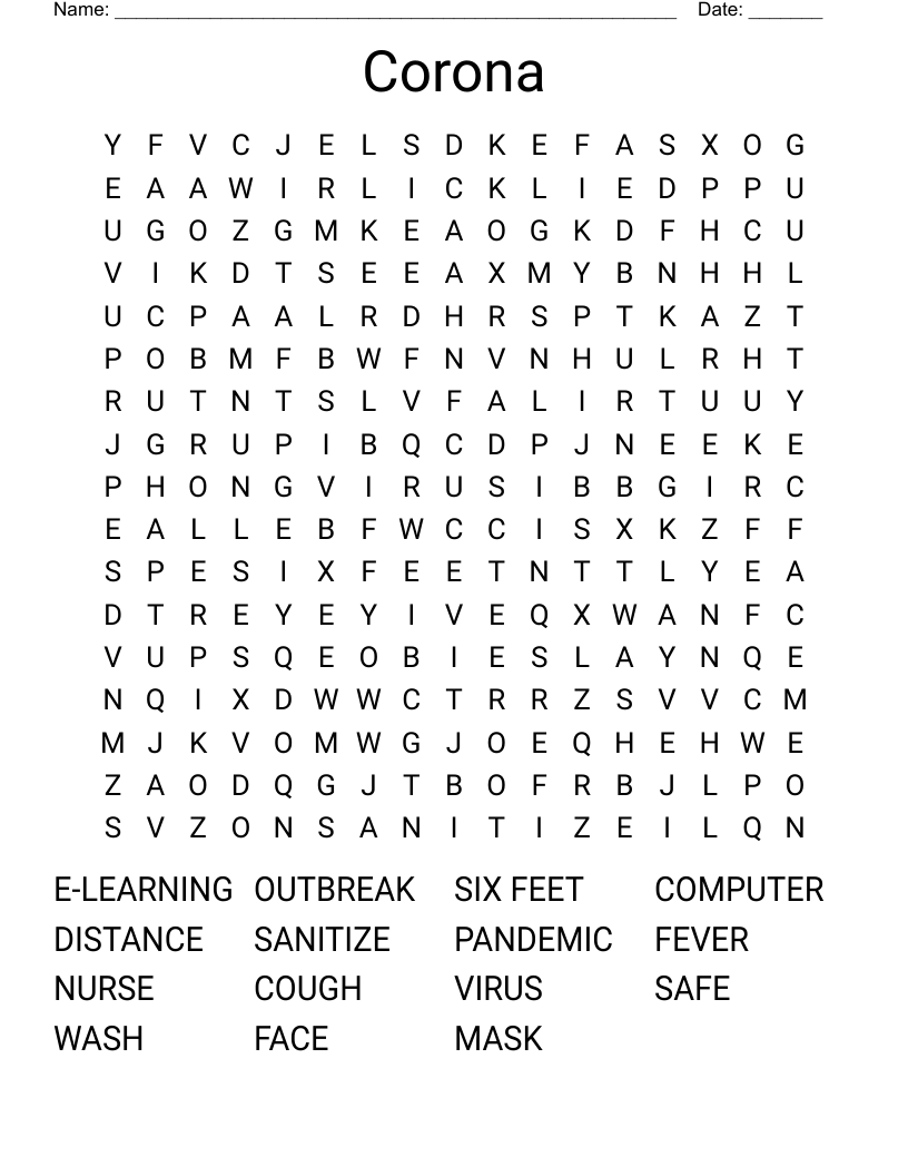 Corona Word Search