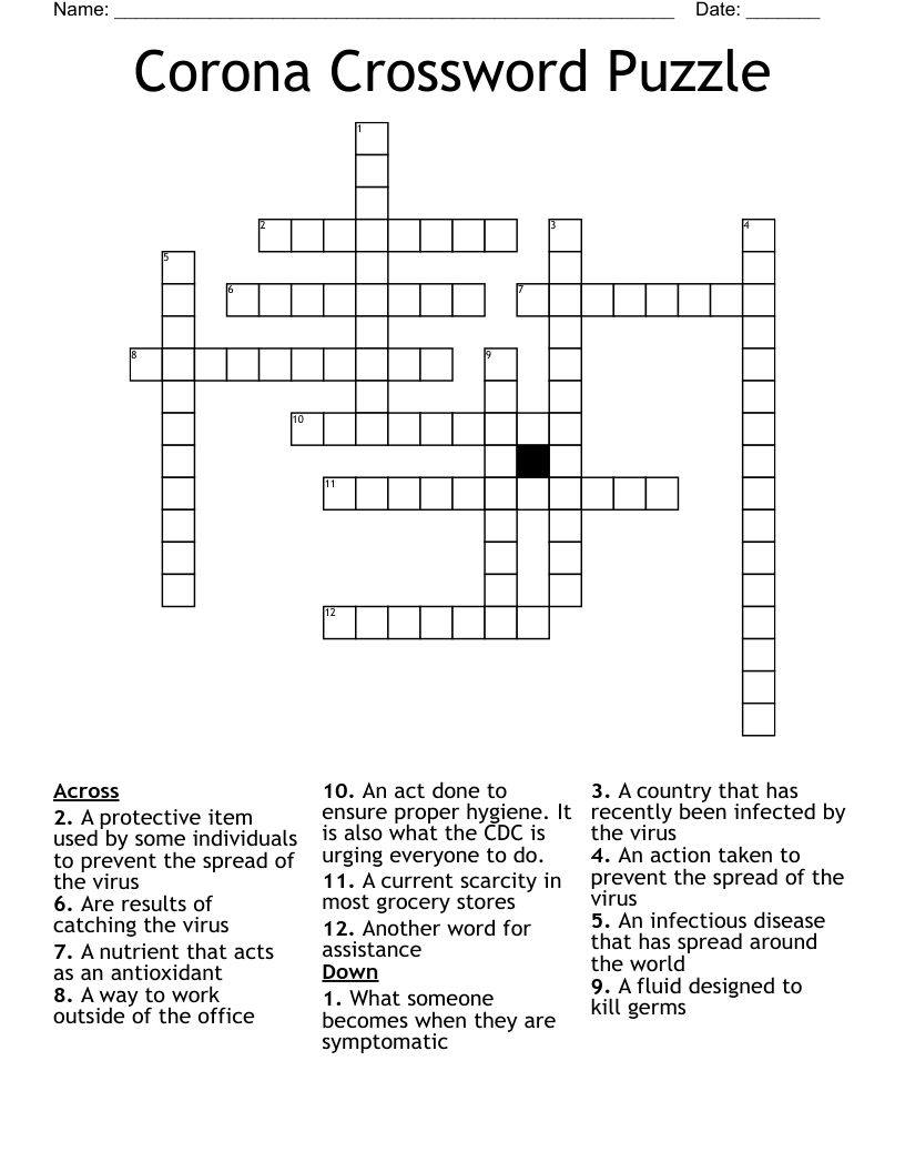 Corona Crossword Puzzle