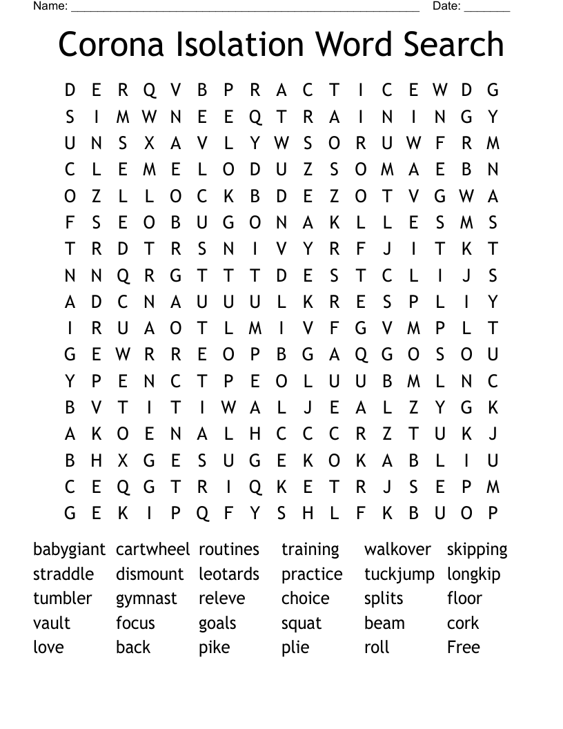 Corona Isolation Word Search