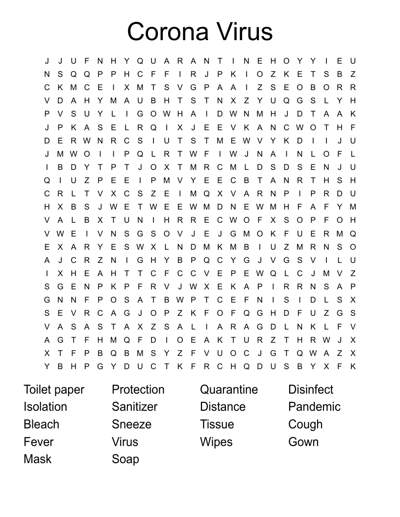 Corona Virus Word Search