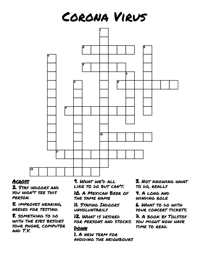 Corona Virus Crossword