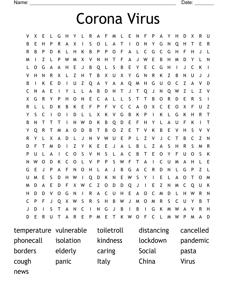 Corona Virus Word Search
