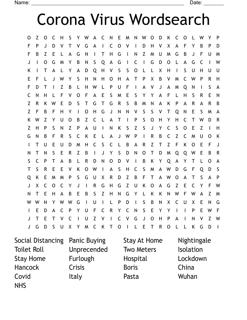 Corona Virus Wordsearch