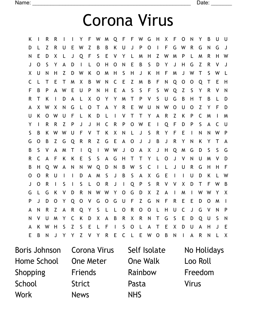 Corona Virus  Word Search