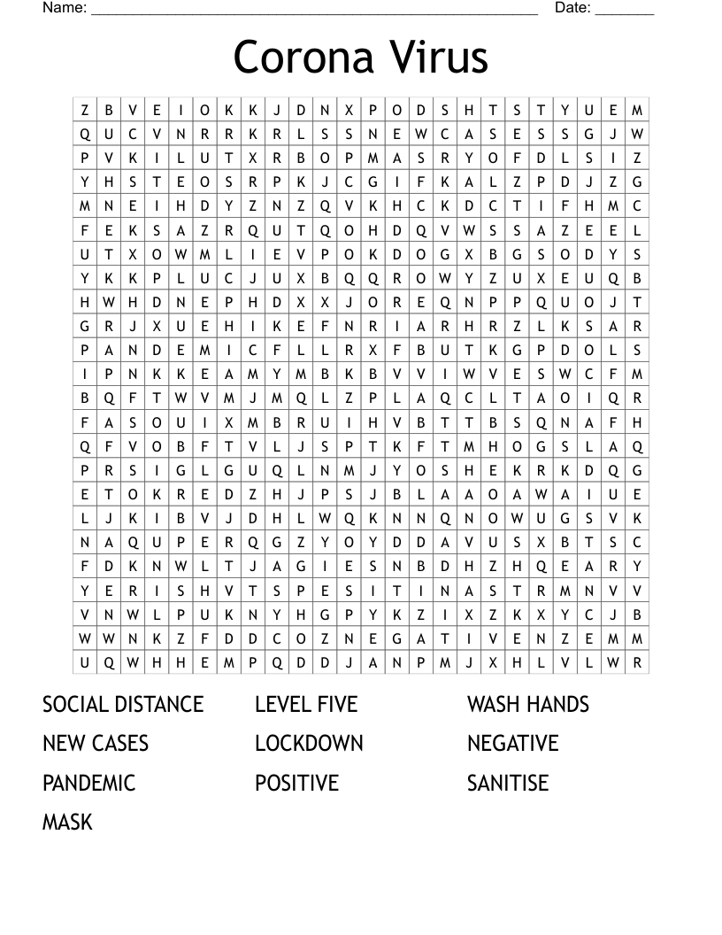Corona Virus  Word Search