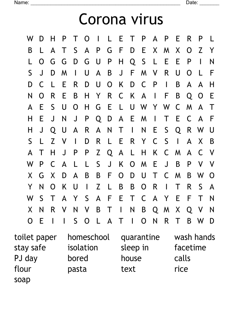 Corona virus Word Search