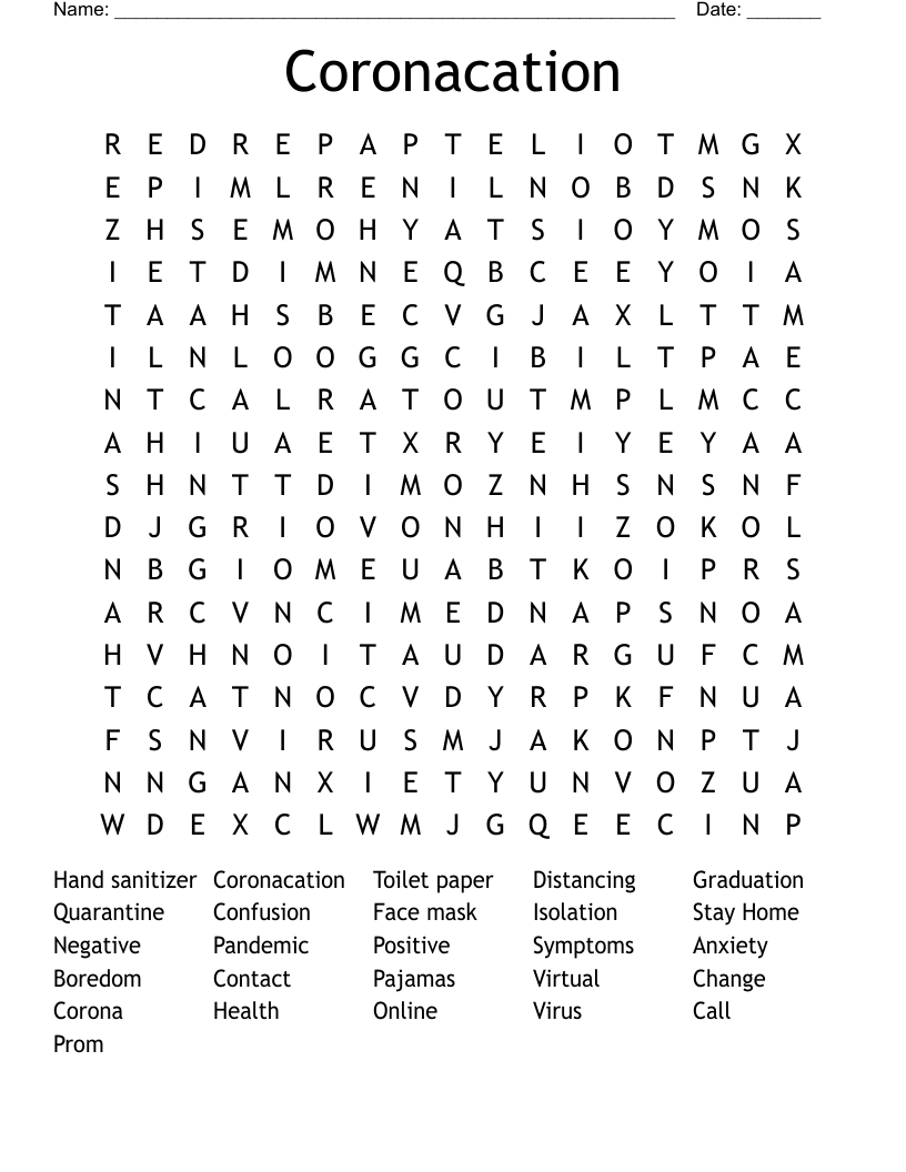 Coronacation Word Search