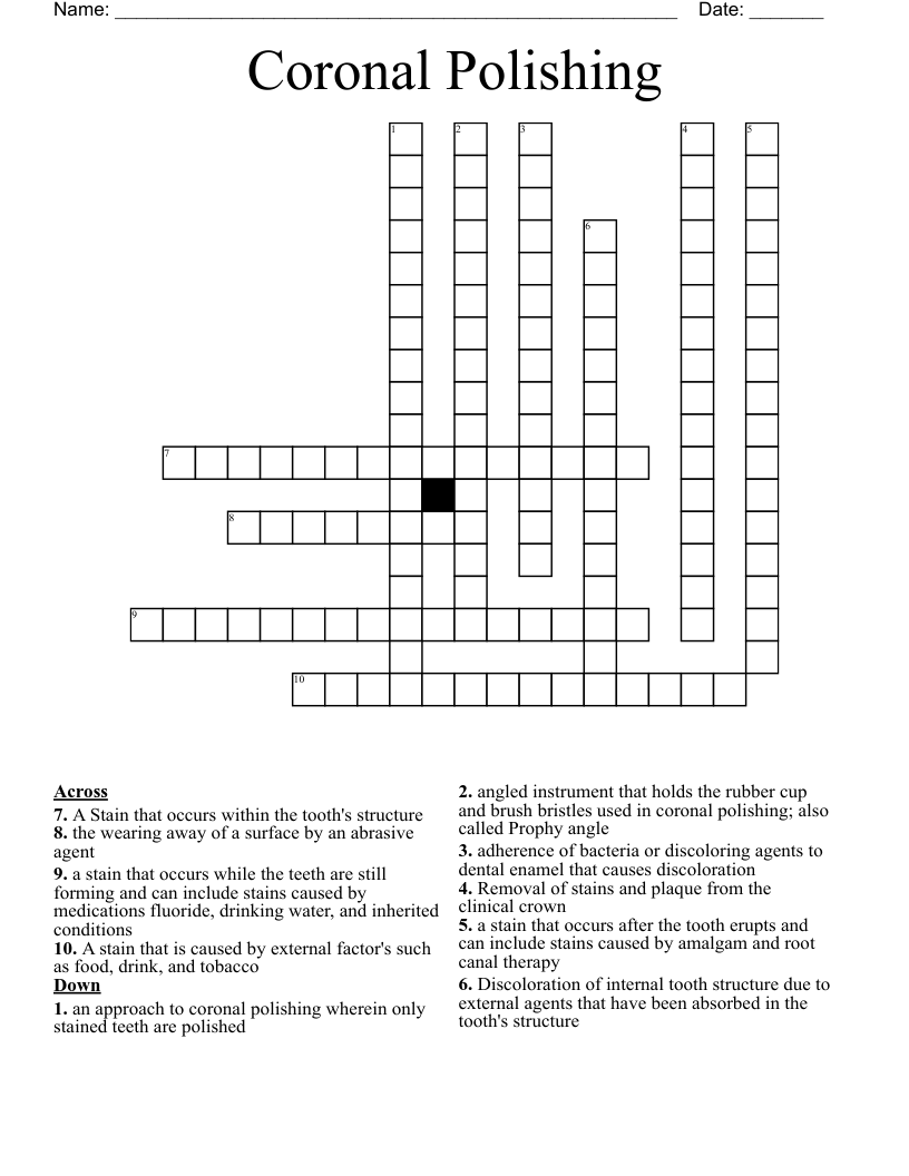 Coronal Polishing  Crossword