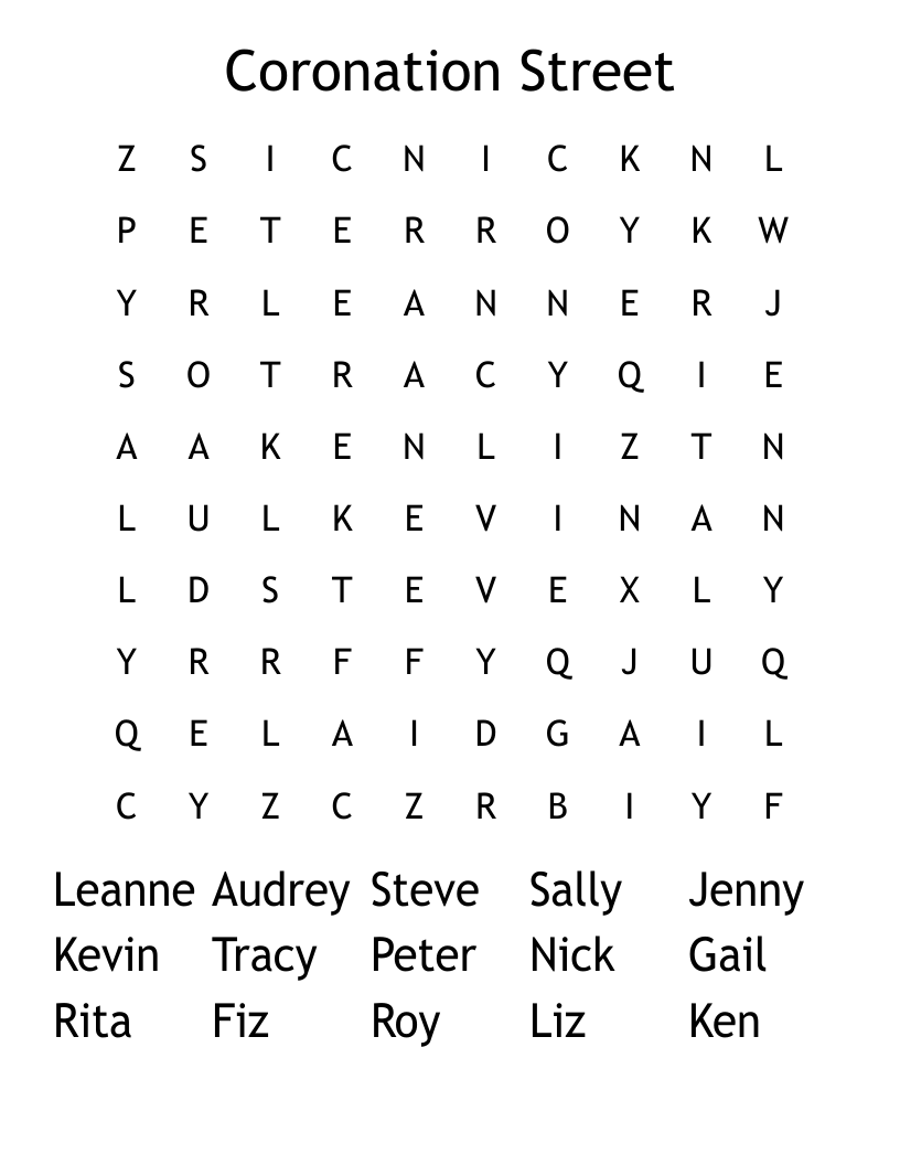 Coronation Street Word Search
