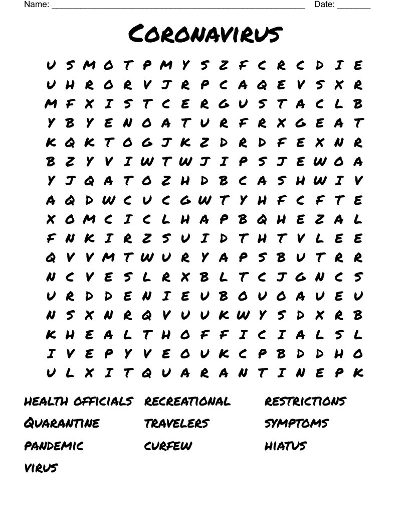 Coronavirus Word Search