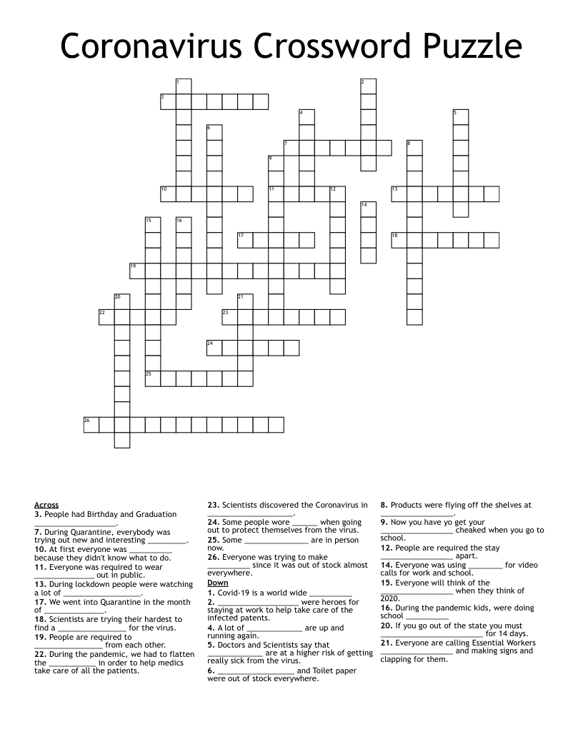 Coronavirus Crossword Puzzle