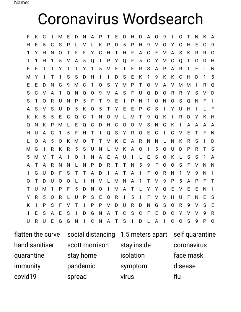 Coronavirus Wordsearch